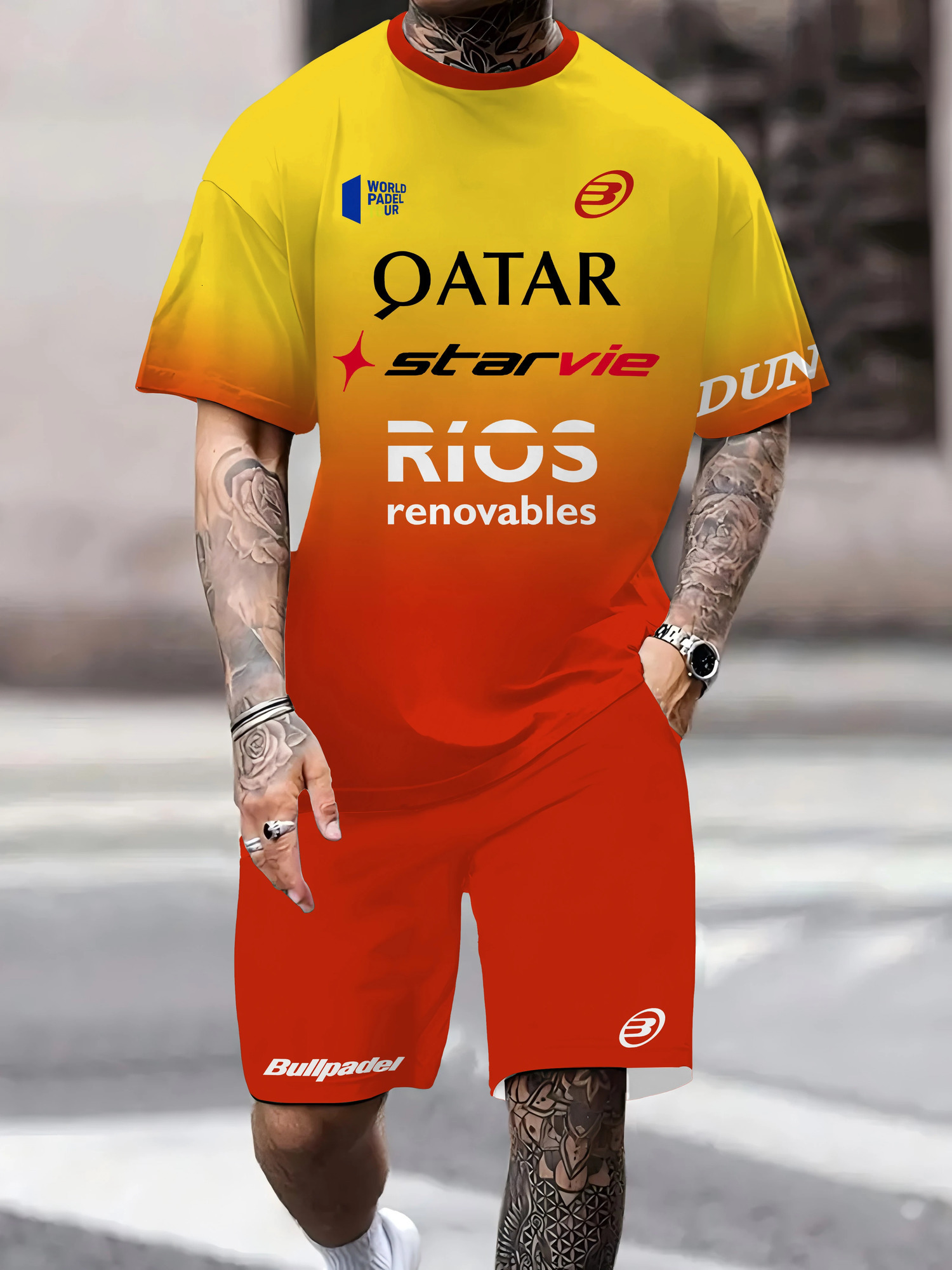 Summer Mens Tennis Mat Training Set Advanced Gradient Shorts and Tshirt Quick Drying Exercise 250327