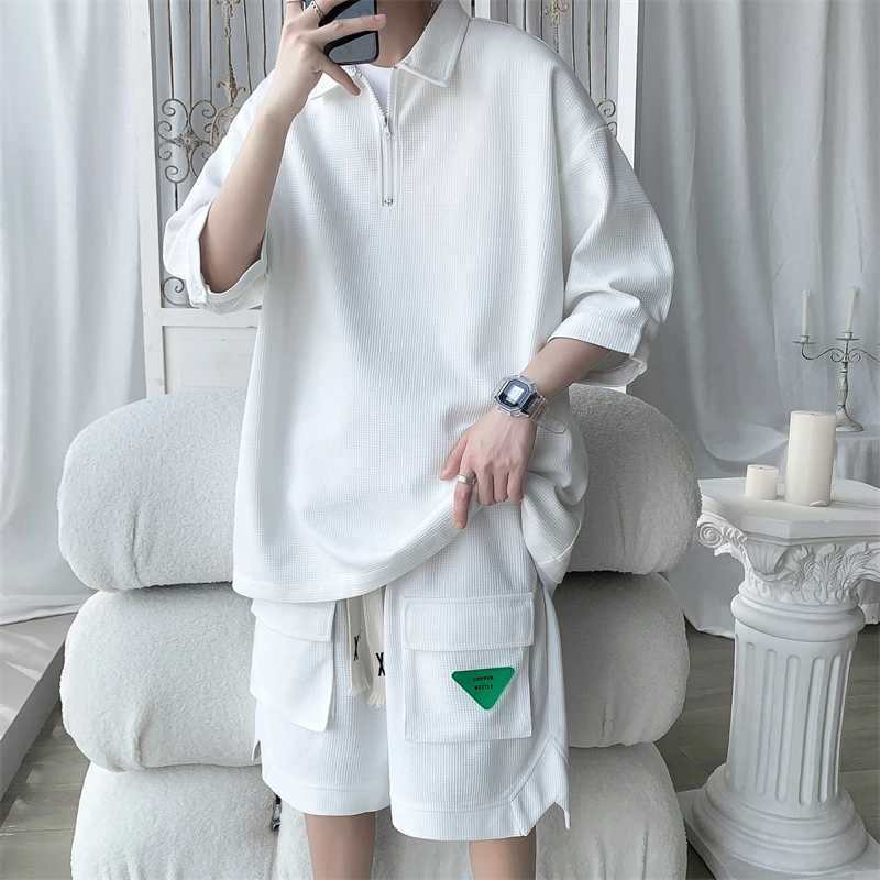 Ropa Hombre Fashion Waffle Mens Wear Large Loose Casual Mens Wear Korean Designer Luxury Mens Wear 5XL-MXJ250326