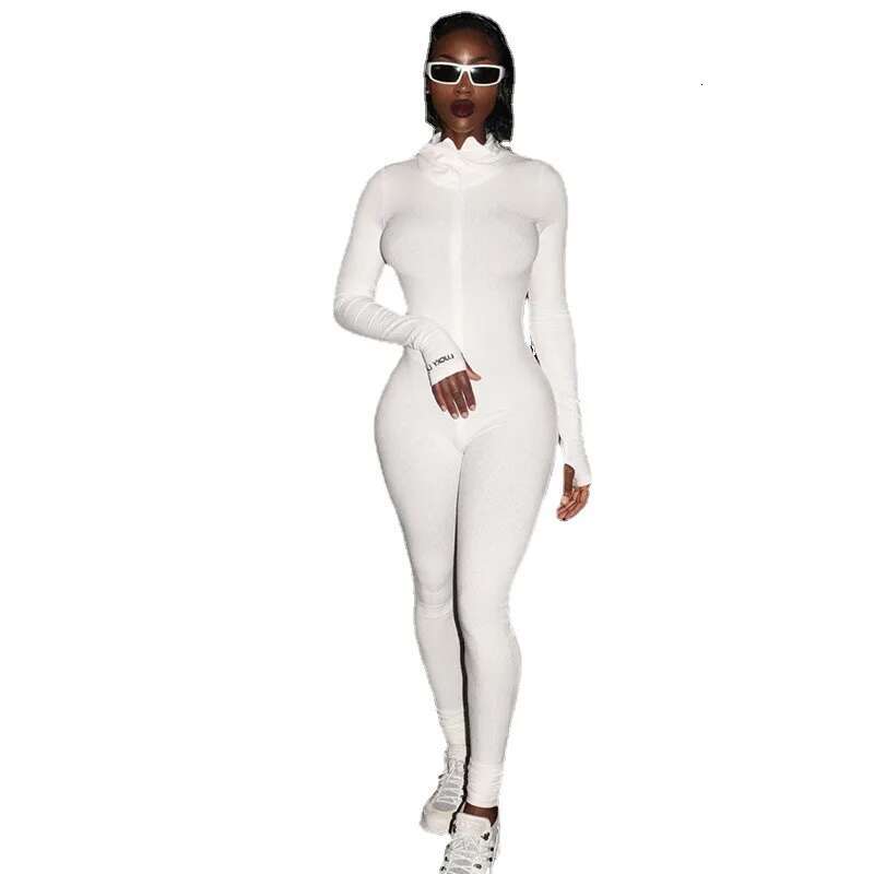 Dongdumaoyi Damesset Nieuwe Rits Stretch Hoge Hals Geborduurde Slim Fit Workout Jumpsuit Yogakleding