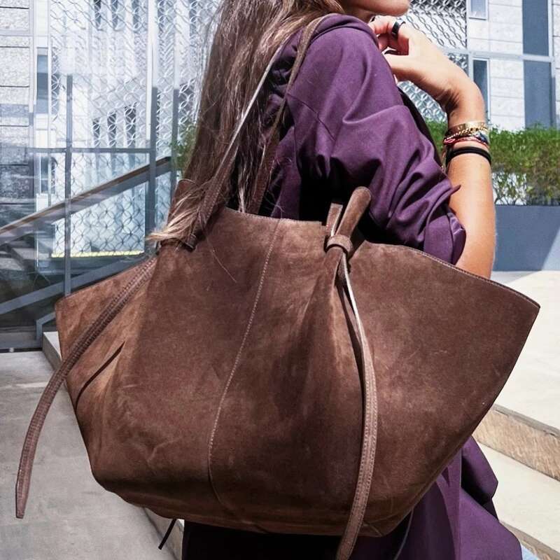 Vintage Faux Suede Mochi Tote Bags For Women Designer Handbags Purses New In Large Capacity Underarm Shoulder