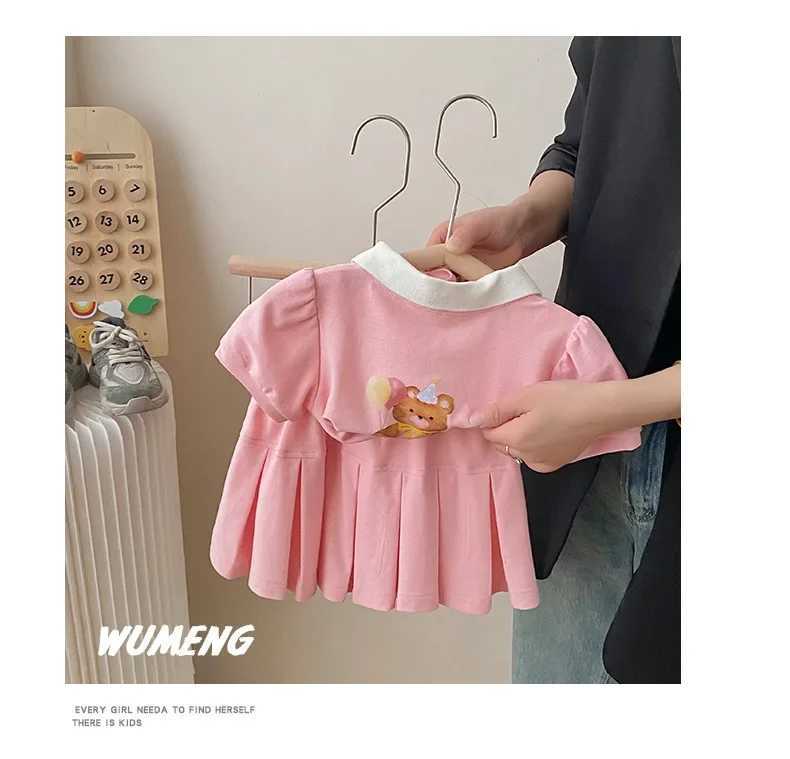 Childrens Clothing Set 2023 Childrens Clothing Girl Bear Pattern Collar T-shirt Folded Skiing Set 2-piece Girls Clothing Baby Clothing SetT250327