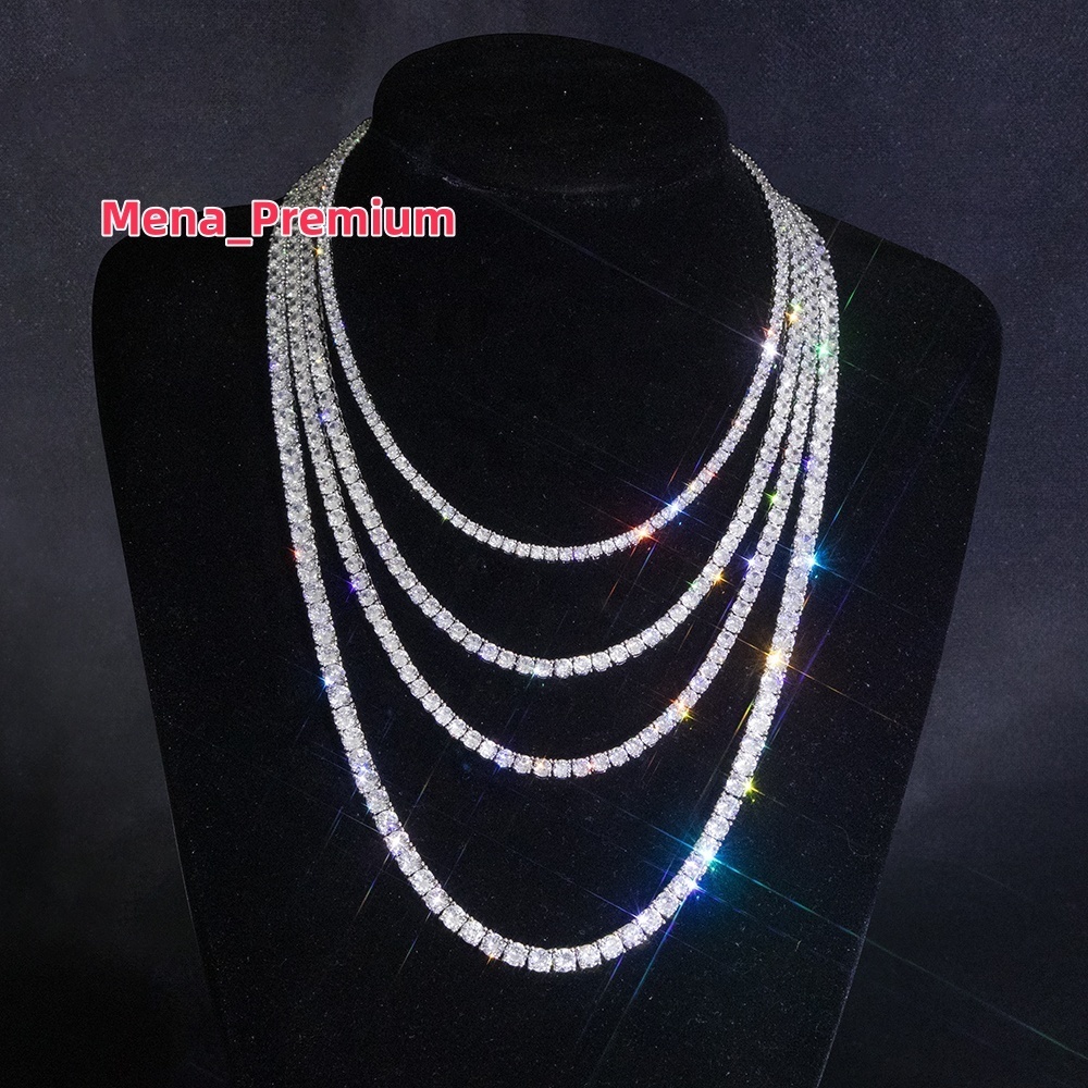 Juncheng Wholesale Custom Gold Plated Jewelry 3MM 4MM 5MM Men Women Iced Out Cubic Zirconia CZ Diamond Chain Tennis Necklace