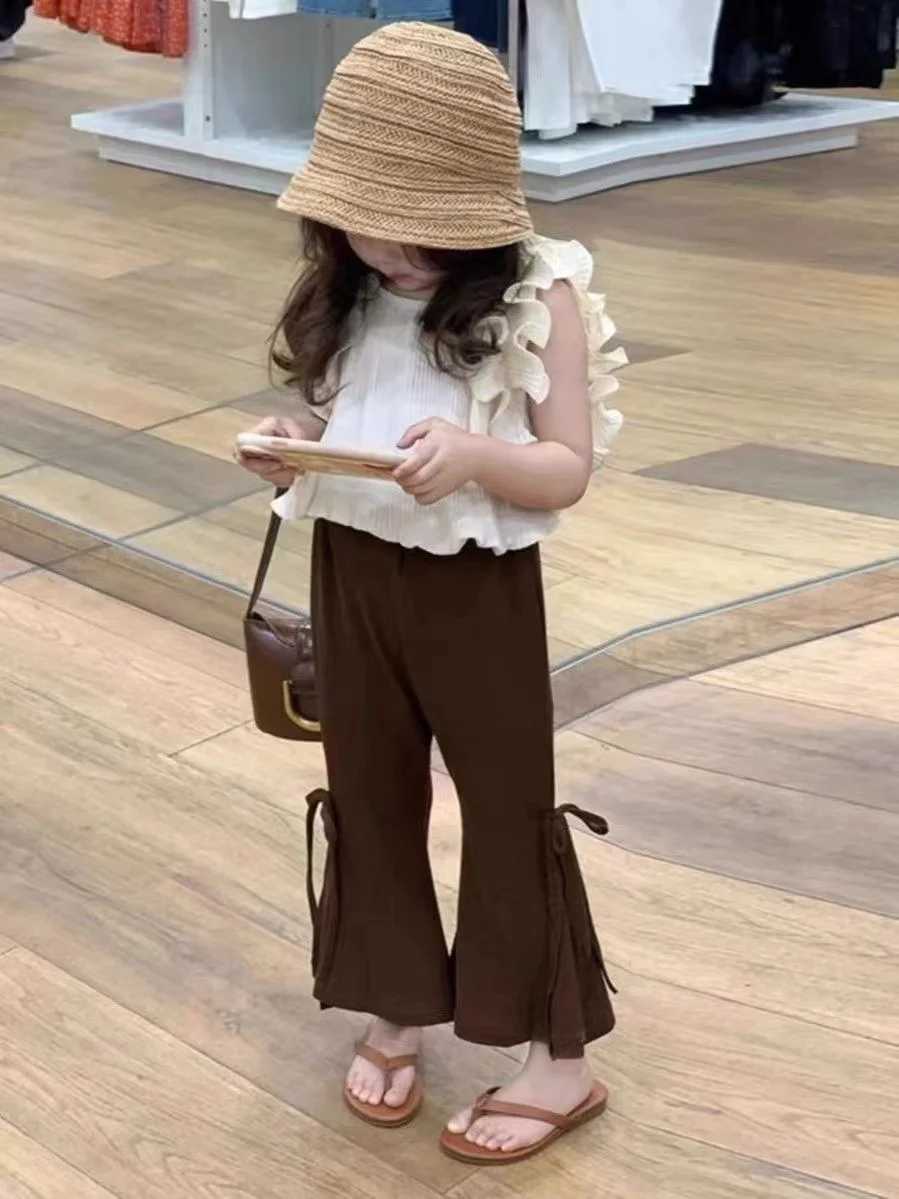 Girls clothing set summer T-shirt top+pants Korean childrens clothing set cute childrens clothing 2PCS 2024 new itemT250327