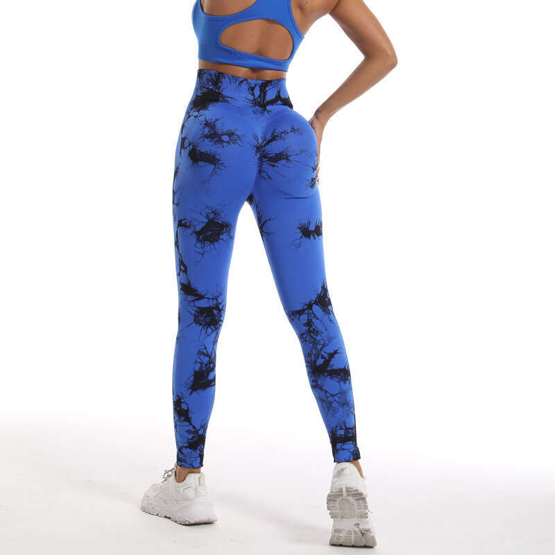 Women Yoga Pants Tie Dye Peach Hip Lifting Yoga Exercise Tight Fitting Super Elastic High Waist Pilates Advanced Sense Training Fitness Pants