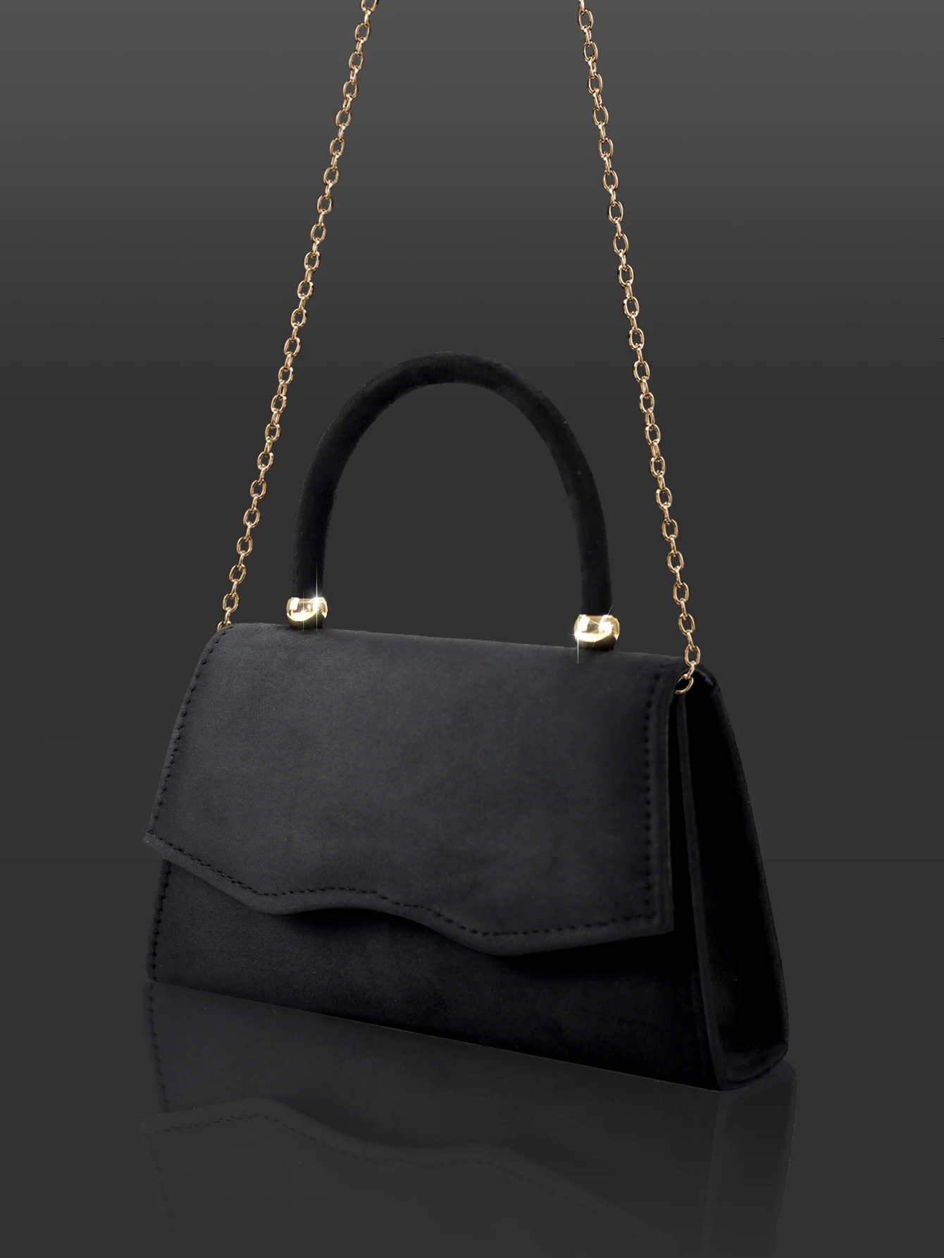 Fashionable and luxurious womens party plush handbag elegant graceful evening bag with sparkling metal chain hidden card wal 250326