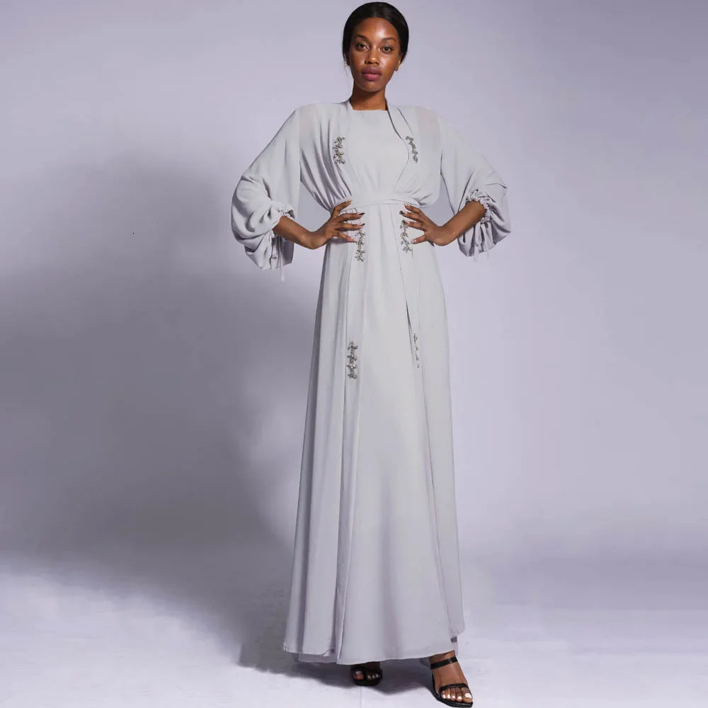 y Diamond Women Muslim Open Abayas Cardigan Maxi Dress Chiffon Fashion Summer Dubai Kimono Gown Arab Islamic 250326