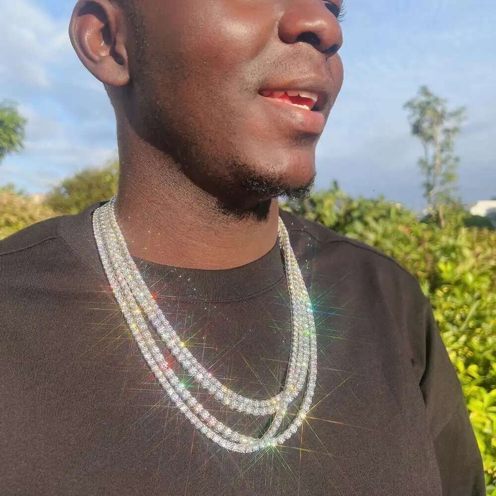 High End Hip Hop Necklace 5mm Moissanite Necklace 925 Sterling Silver Tennis Necklace