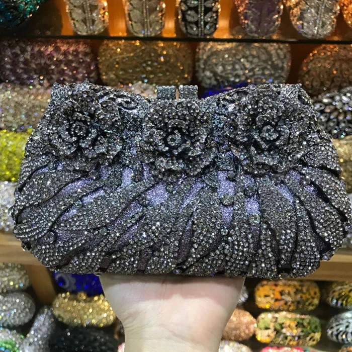 XIYUAN Womens Diamond Handbag Rhinestone Evening Bag Bridal Stone Clutch Wallet Party Wedding 250326