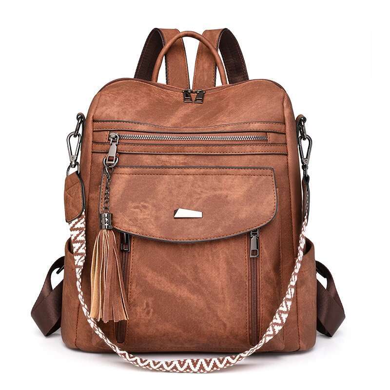 2025 New Fashion Purse For Women Casual 5Colors Vegan Leather Shoulder Bag Ladies Zipper Magnetic Flap Backpack