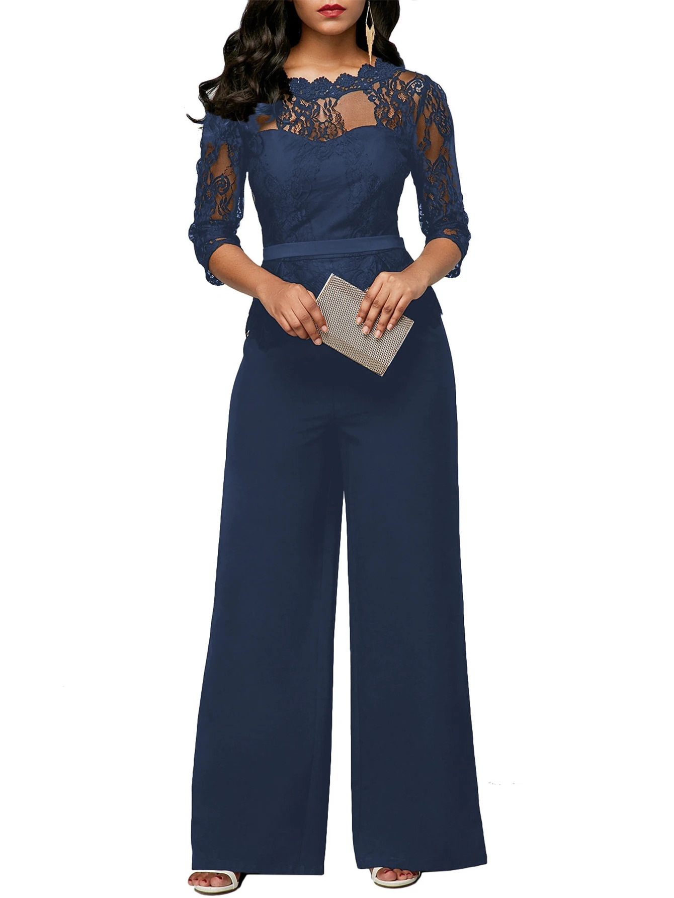 selling solid color short sleeved lace jumpsuit can be worn on the outside or inside suitable for various occasions 250326