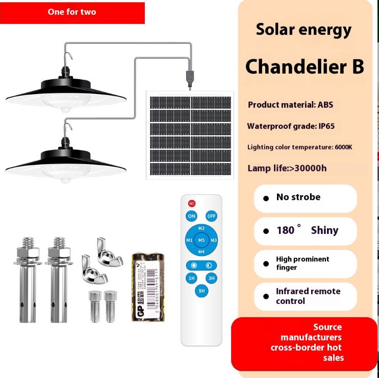 Dual Light Source Waterproof Solar LED Lamp Remote Controlled & IR Detectable Pendant for Outdoor Use
