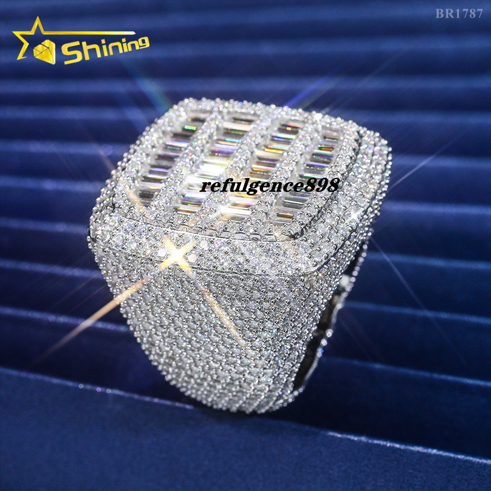 Luxury Style Ready to Ship Lab Diamond Jewelry Custom Ring Silver 925 Vvs Moissanite Iced Out Hip Hop Jewelry Mens Ring