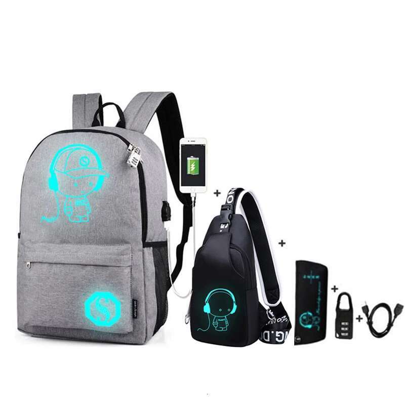 New School Backpack For Boy Girls Anime Cartoon Luminous Children's Bags Anti-Theft Bookbag Daypack Shoulder Rucksack Laptop Bag
