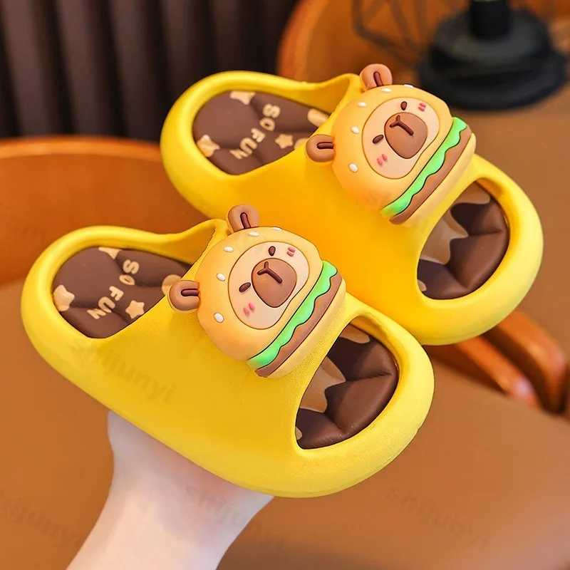 Slipper Capybara slippers childrens bathroom sandals 2025 summer non slip cartoon slippers elastic rotating platform childrens slippers S25326