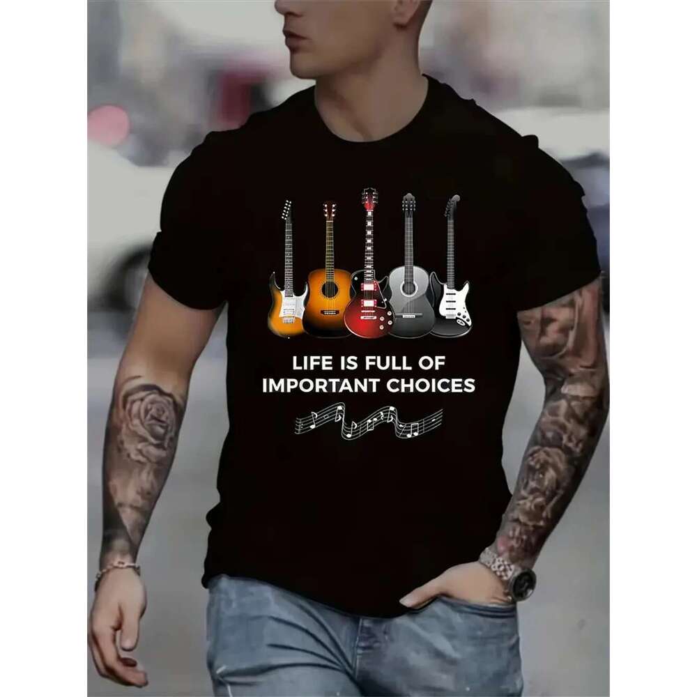 Classic car pattern printed men s T shirt comfortable fit soft fabric perfect for summer outdoor casual fashionable gift