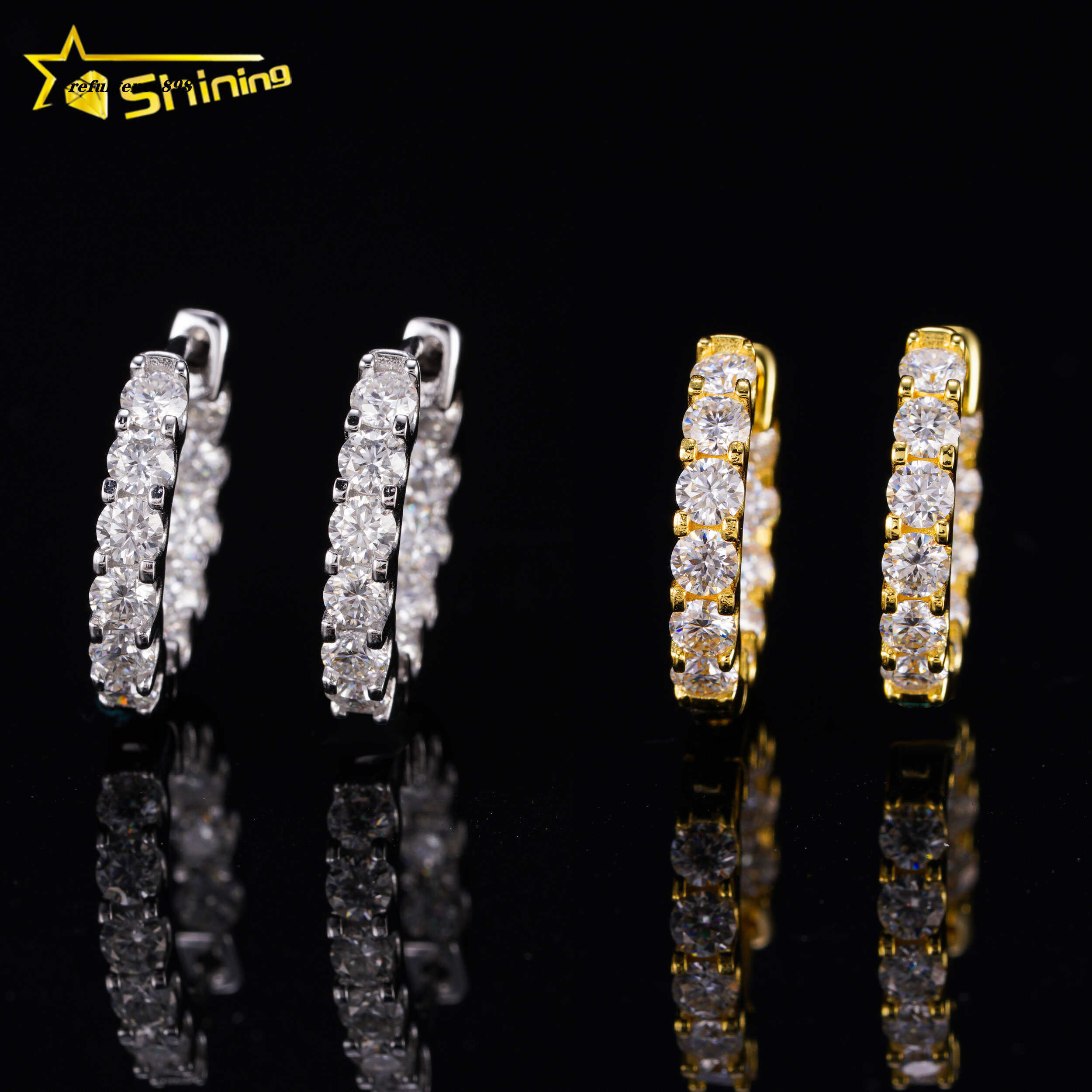 New Arrival Hot Sale Design Tennis Earrings 925 Silver 3.0mm GRA Moissanite Hoop Earrings Fashion Jewelry