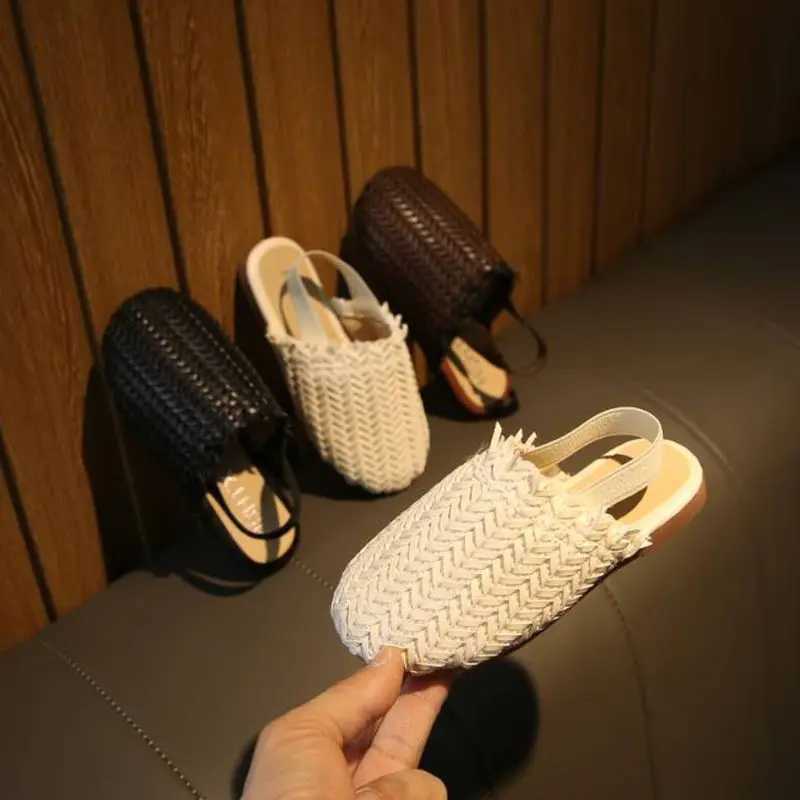 Slipper Spring and summer girls shoes woven and knitted design childrens flat shoes childrens summer sandals princess sweet and soft fashion S25326