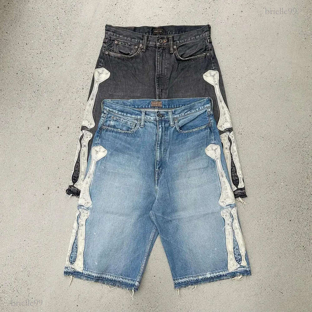 Kapital Bone Shorts Skateboarding Trendy Mens and Womens Unisex Jeans trousers Pants cargo pants streetwear men clothing 250226