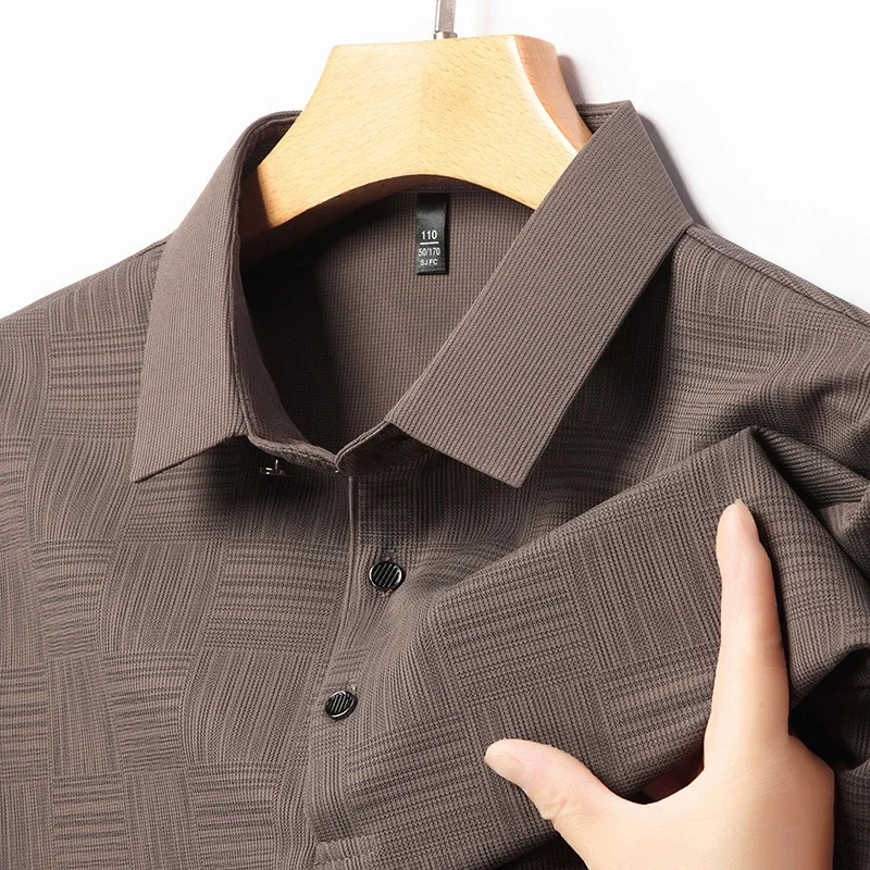 2024 Mens Printing Business Casual Short Sleeve Polo Shirt Fashion Comfortable Breathable Top 250326