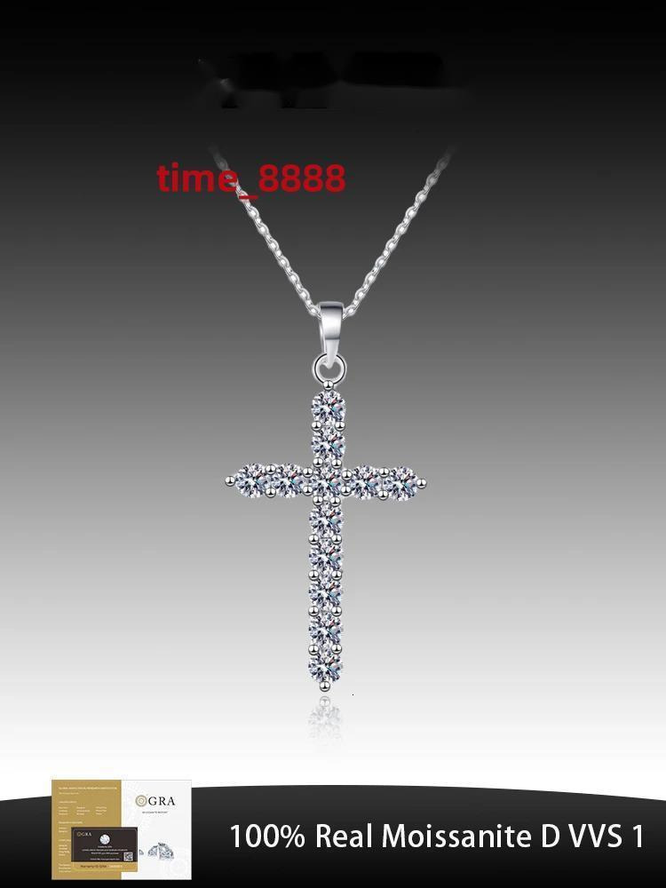 MoisaLuxe Official Store GRA Moissanite Plata Sterling 925 Silver Pendant Necklace Cross Clavicle Chain Items Diamond Jewelry