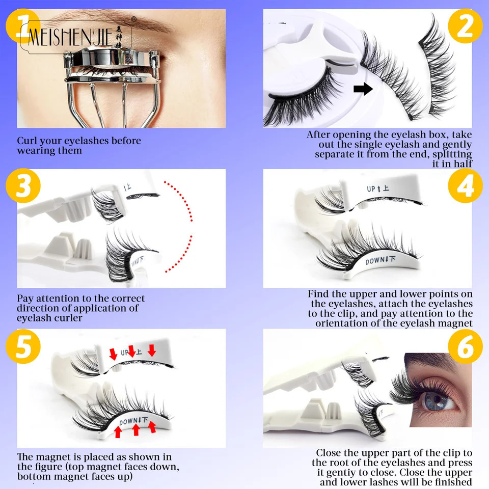 Wholesale 5 Pair Magnetic Eyelashes Kit Natural Long False Eyelashes with Magnetic Eyelashes Tweezers Set Makeup Tool 250324