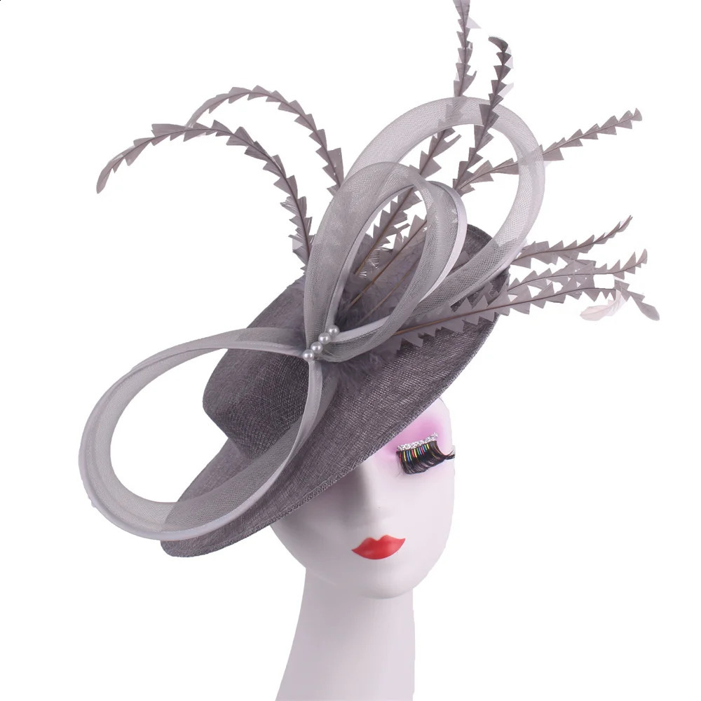 Women Kentucky Ascot Big Fascinator Hats With Flower Church Wedding Chapeau Cap Ladies Occasion Millinery Ladies Femme Elegant 250326