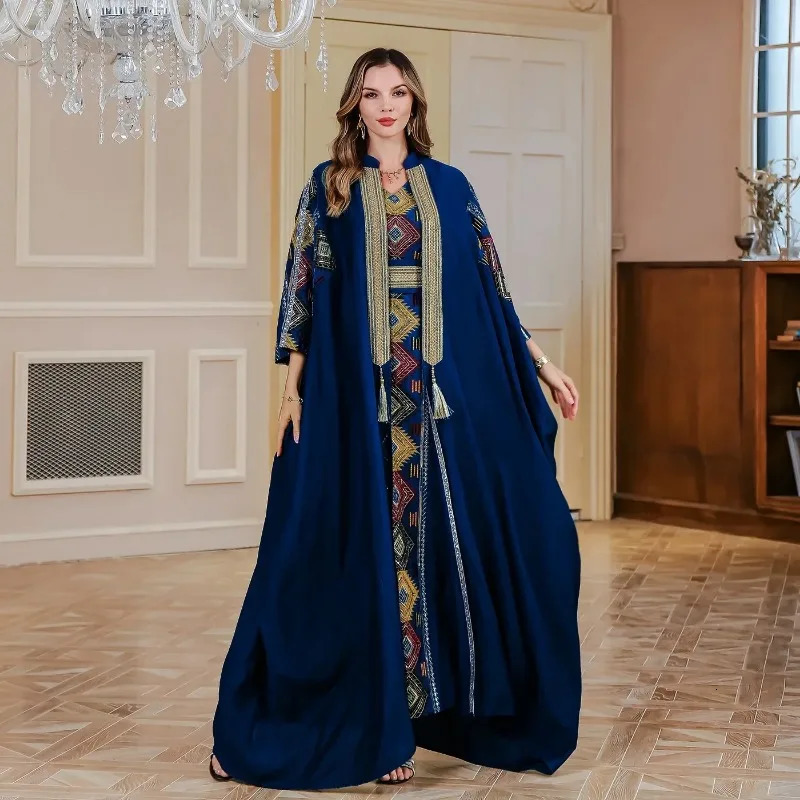 Eid al Fitr Muslim 2piece Womens ed Dress Open Abaya Set Jalabiya Ramadan Dubai Kaftan Party Vestidos cardigan 250326