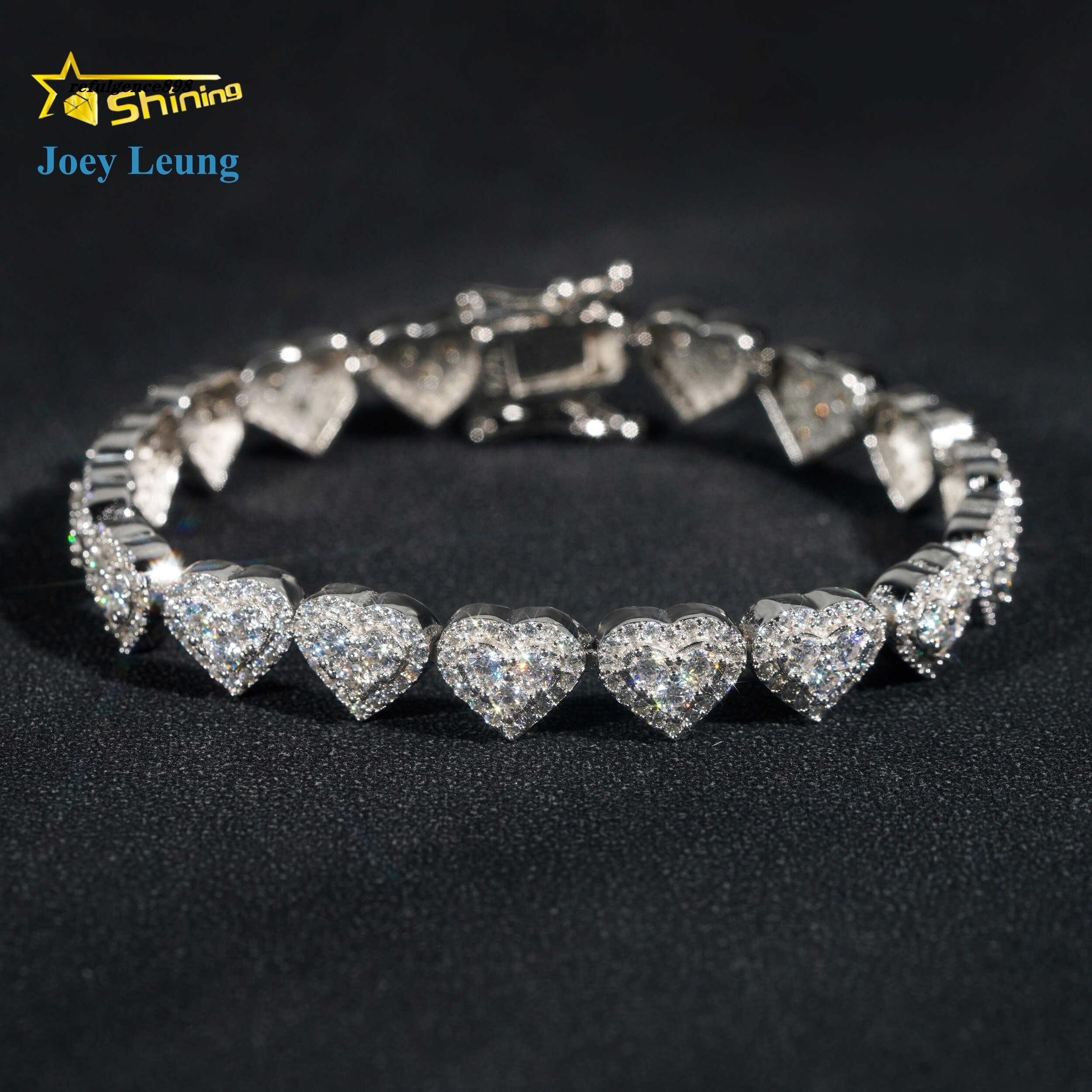 Custom Heart Design Solid Silver 925 Hip Hop Iced Cuban Link Bracelet 8mm VVS Moissanite Diamond Womens Fine Jewelry Necklace