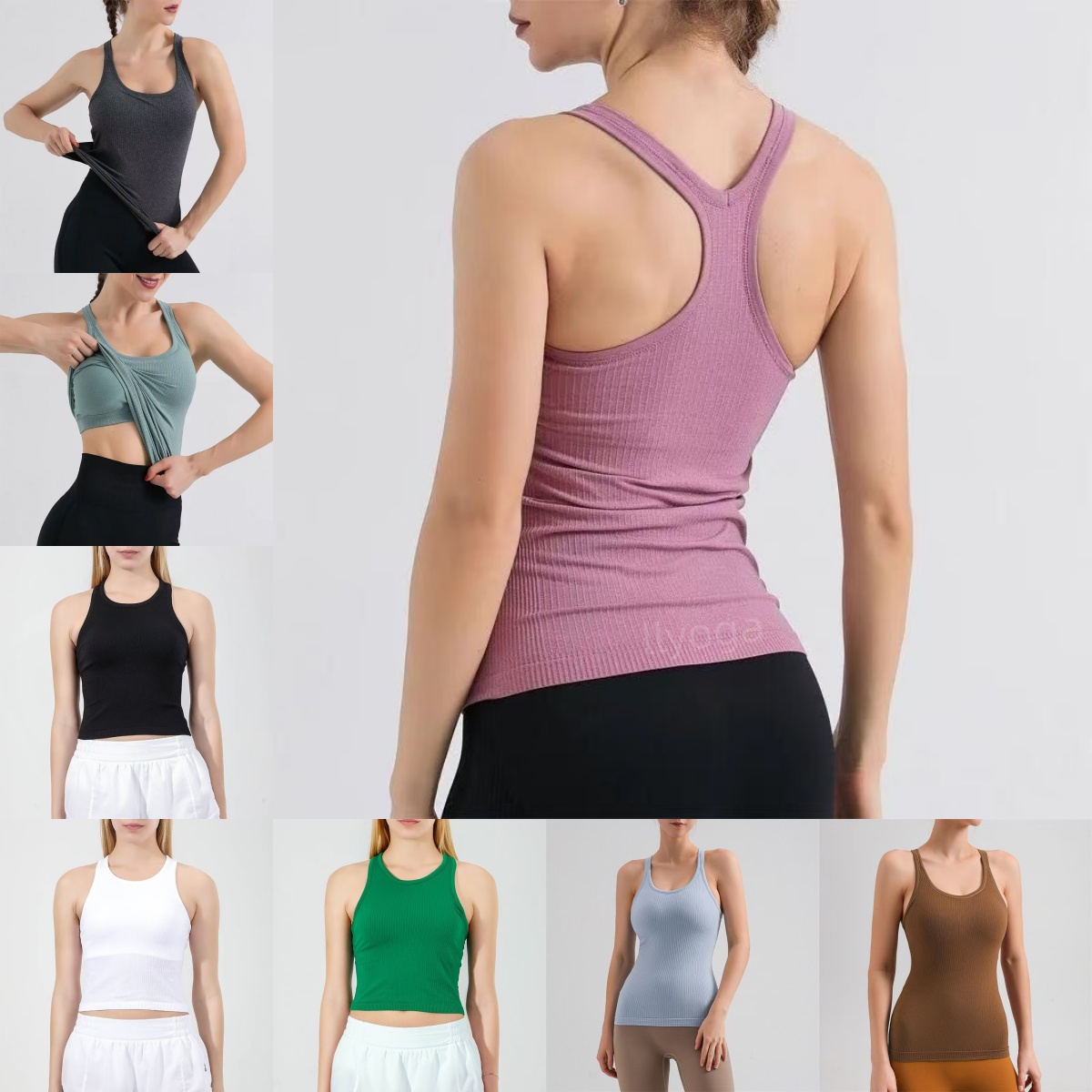 Summer leisure gym yoga bra backless and navel exposed women's round neck off shoulder sexy fitness vest