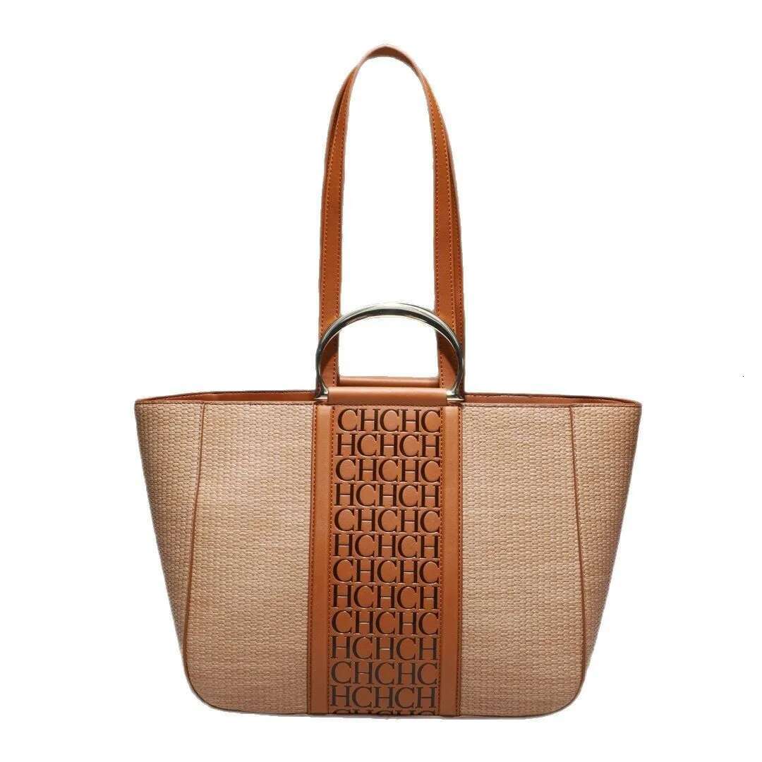 CH Brand Large-Capacity Tote 2025 New Handheld Original Straw Bag Fashion Commuter Shoulder Handbag Women's Bags