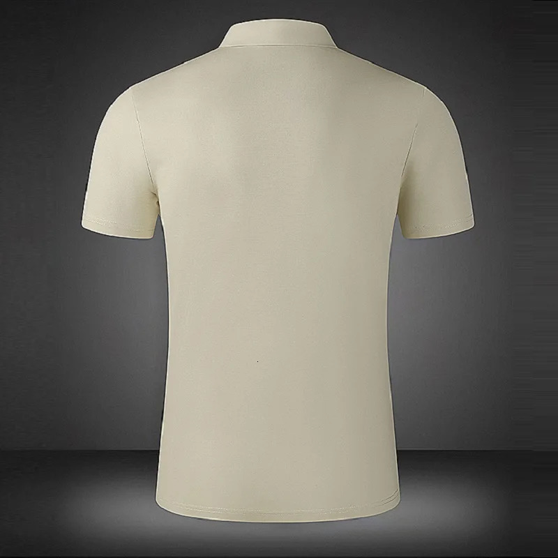 Large mens polo shirt with collar and short sleeved top quick drying loose summer half zipper big fat Plus 7XL 6XL beige 250327