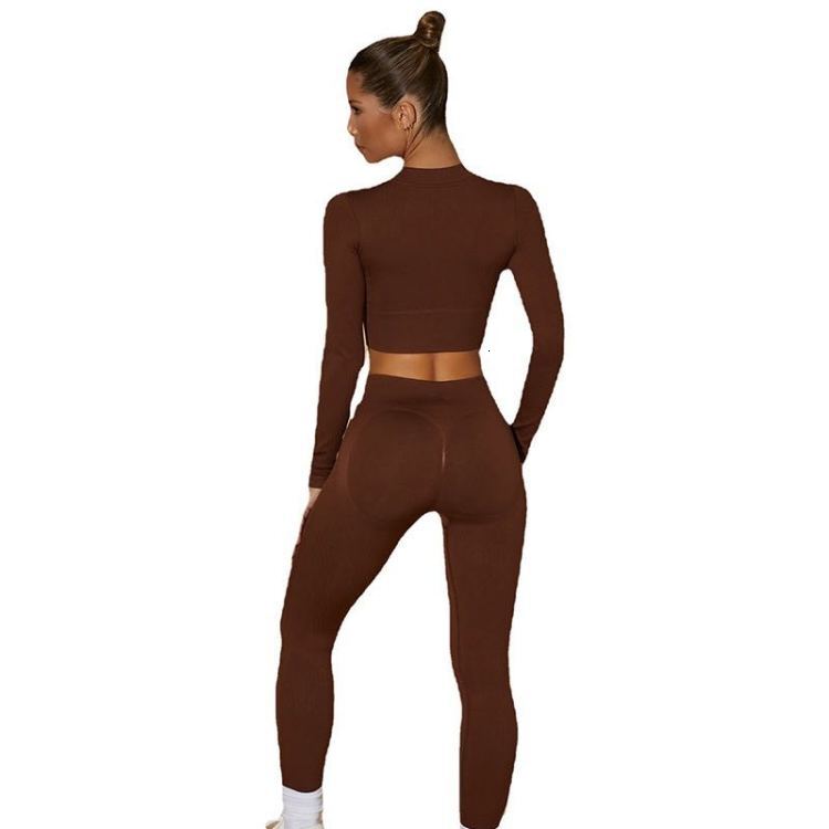 New Seamless Yoga Suit, High-Strength Zipper Sports Top, High Waist And Hip Lifting Pants Set, Fiess Suit