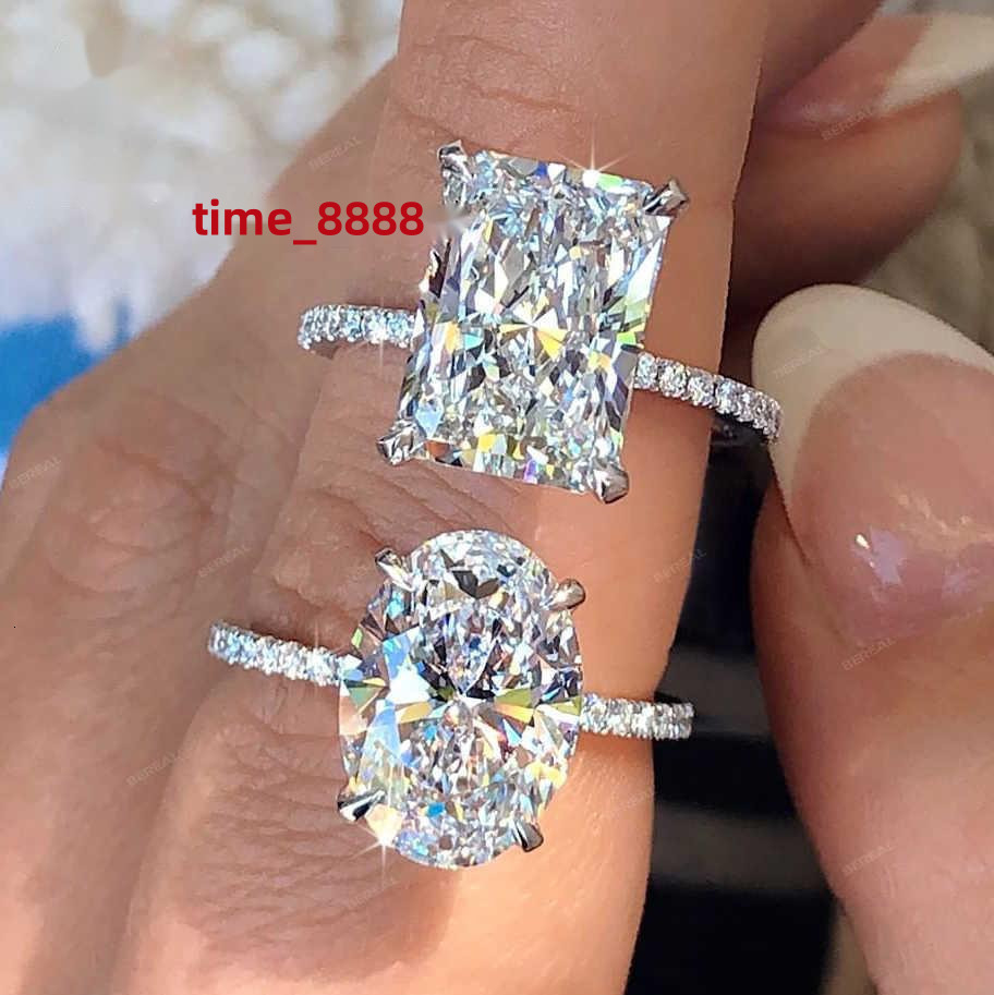 Wholesale 10K 14K 18K Solid Gold Vvs Moissanite Engagement Rings Women 925 Silver Diamond Emerald Radiant Oval Cut Gold Ring
