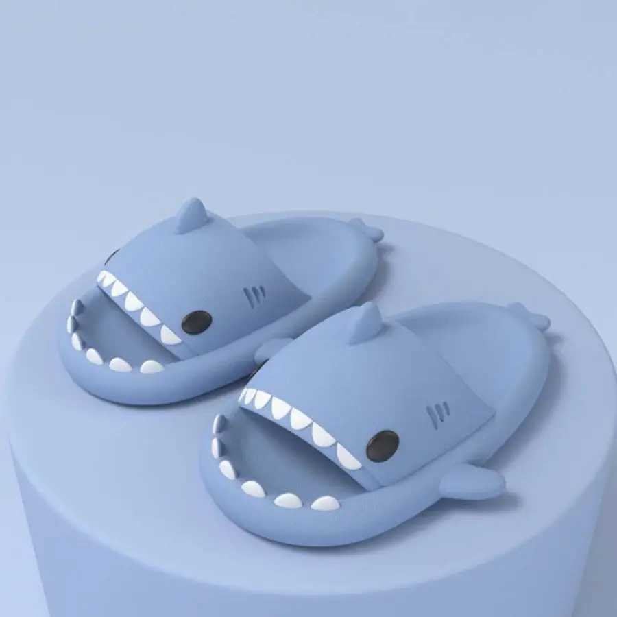 Slipper 2024 New Summer Shark Slide Womens Slide Mens Bathroom Flip up Slippers Home Non slip Flat Shoes Outdoor Childrens Fun Sandals S25326