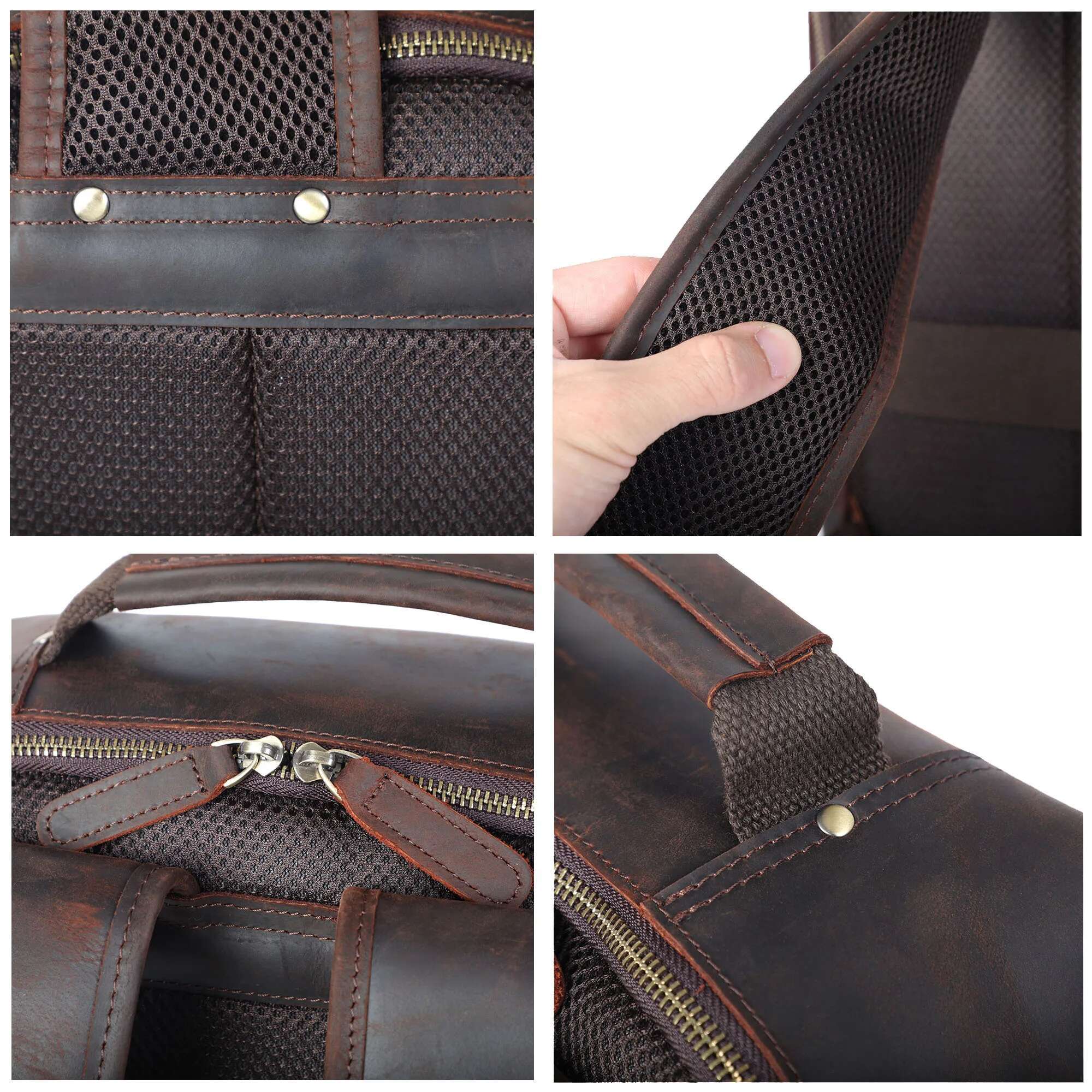 S.Worker Vintage Genuine Backpack Laptop Crazy-Horse Leather School Outdoor Travel Weekender Shoulder Bag