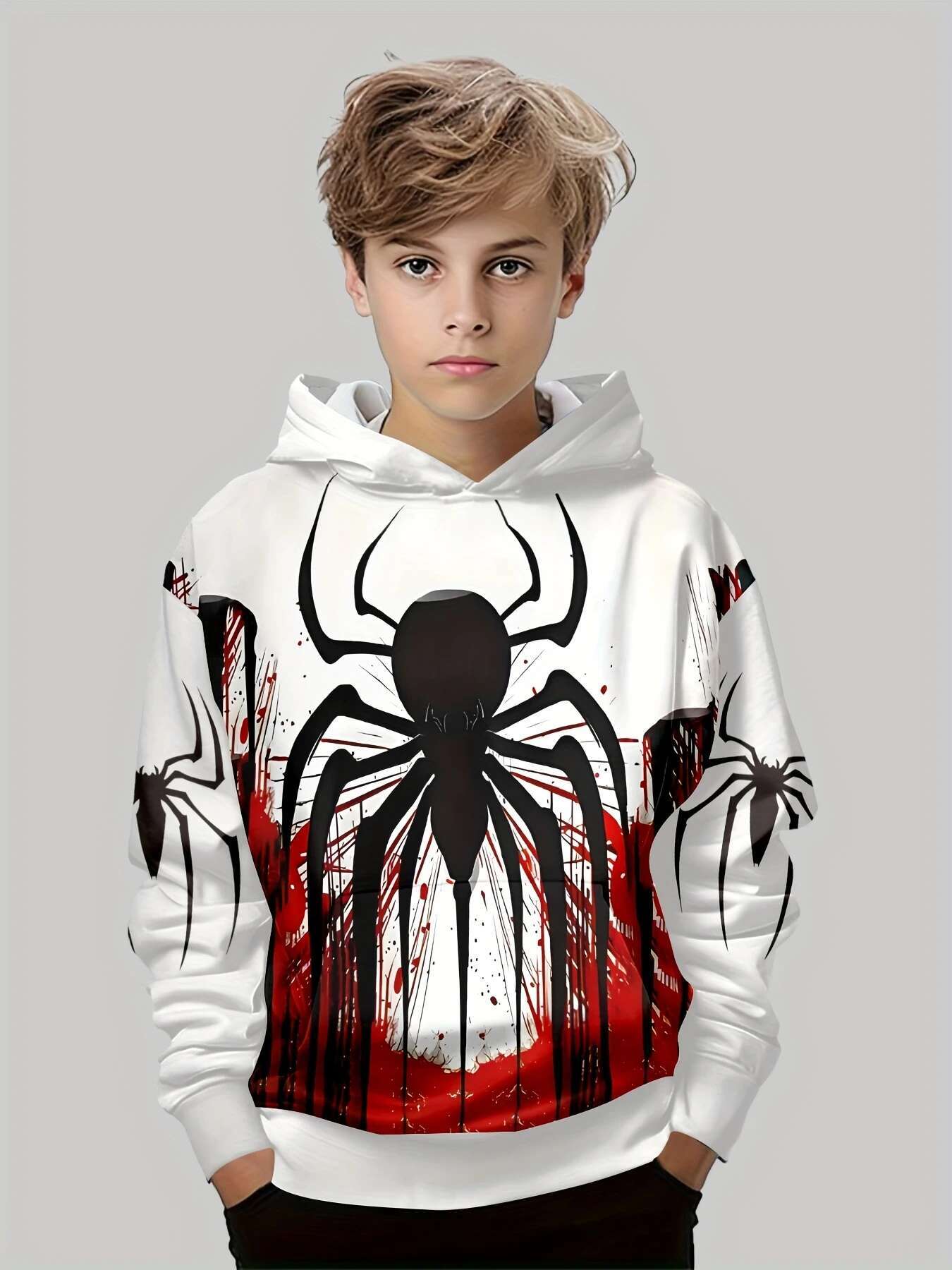 Ddmyshoesvip Sweatshirt D Spider Printed Pullover Hoodie Long Sleeve Boys Hoody Fall Spring Casual Girl Hoodies Child House Clothing