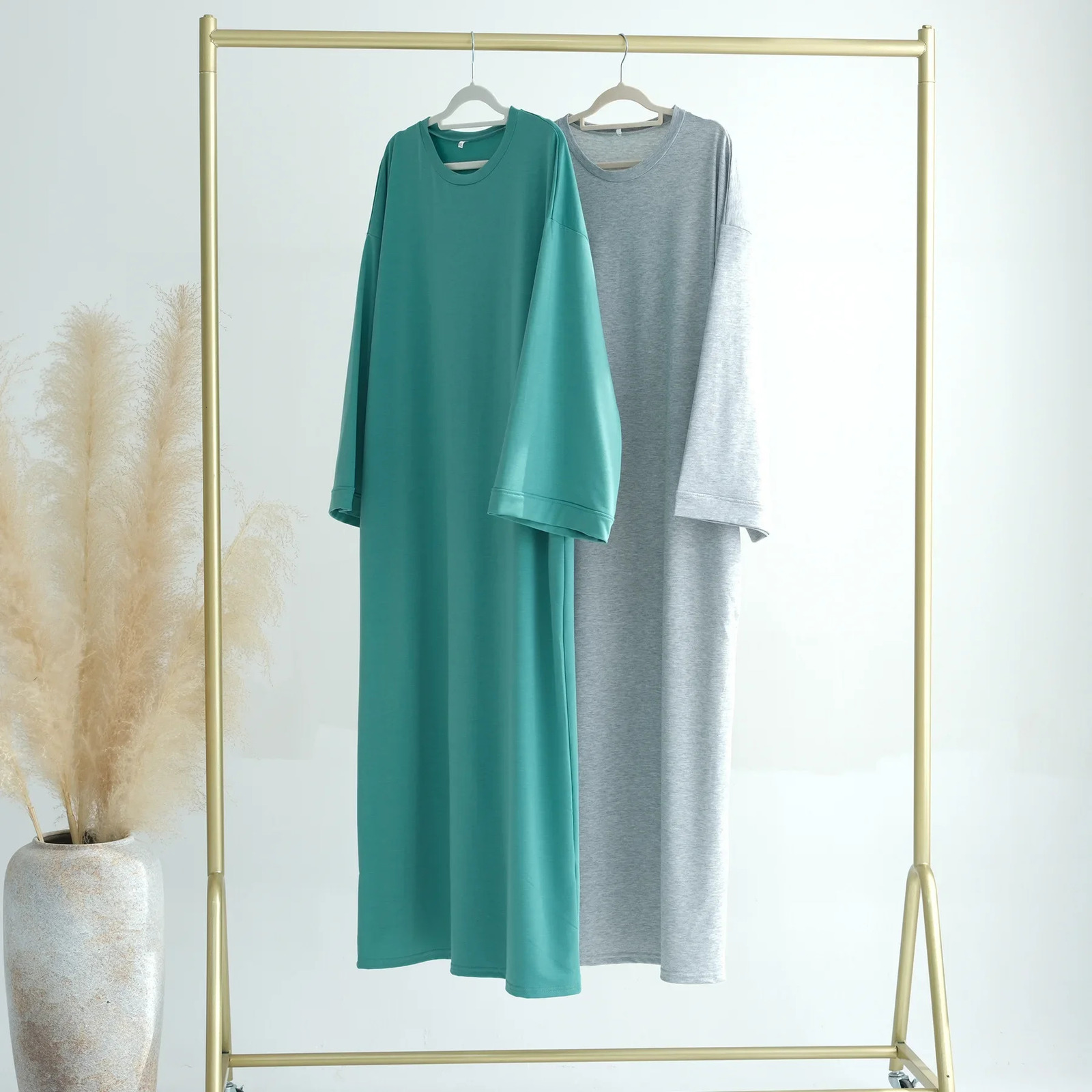 Modest Dress Solid Interior Muslim Womens Dubai Abaya Eid al Fitr Islamic Clothing Arabian Gown 250326
