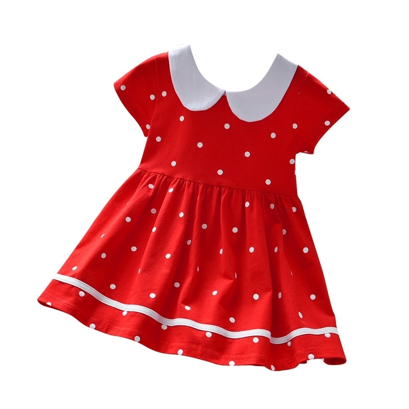 Little maven 2024 Baby Girls Summer Red Dress Cotton Casual Clothes Lovely Children Comfort Wear for Kids 27 year 250116