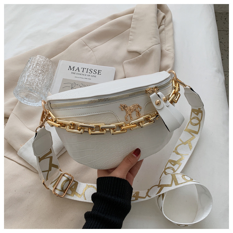 design bag 2025 Korean version trendy and fashionable PU single shoulder bag with chain casual and versatile crossbody bag