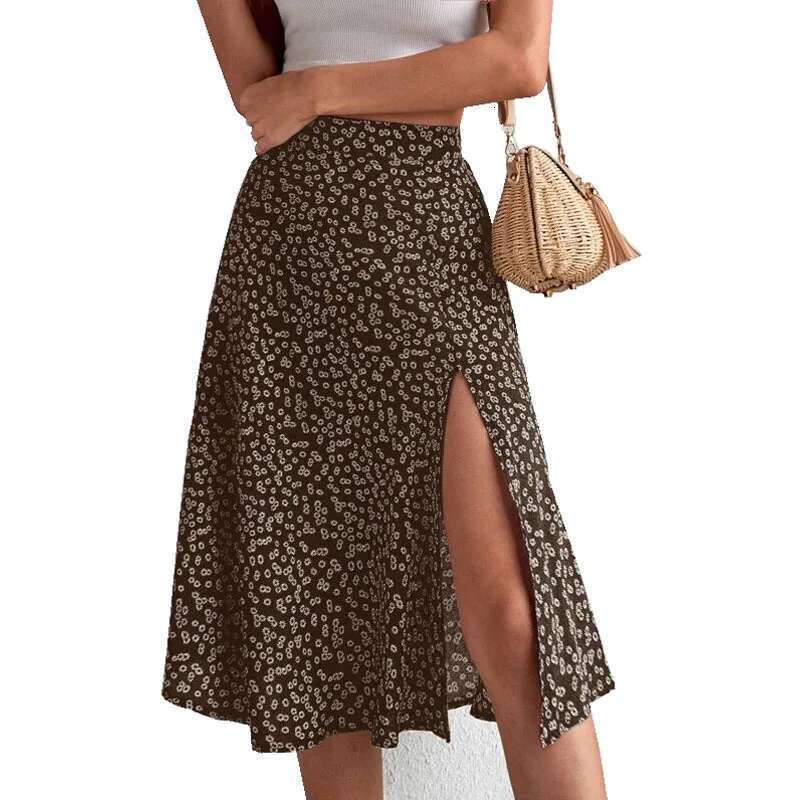 Dongdumaoyi Lente Zomer Damesmode Casual Effen Kleur Midi Rok Met Riem En Elegante Stijl B