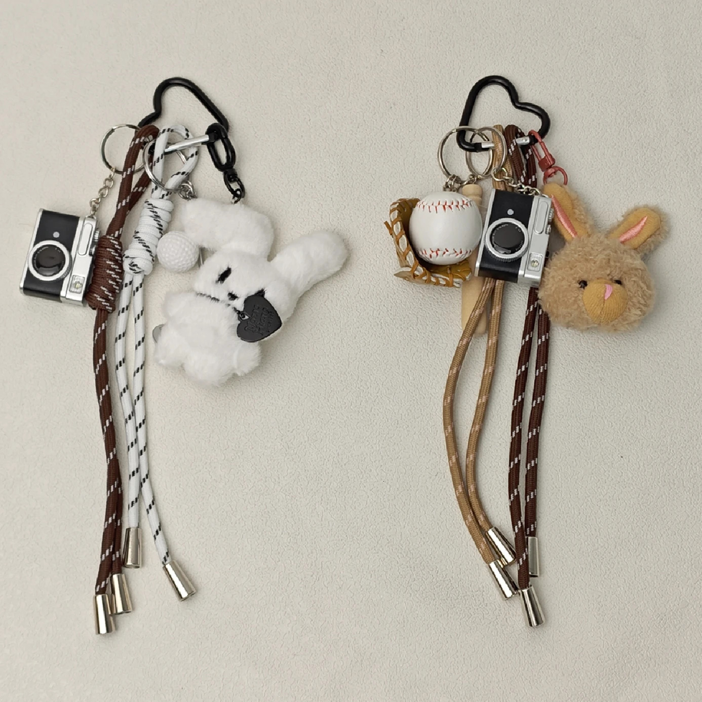 2025 Cute Cartoon Plush Doll Bag Pendant Dog Rabbit Little Bear Camera Keychains Accessories Gift250325