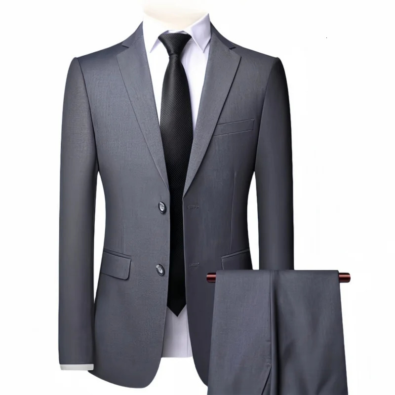 MensSlim Set 2piece JacketPants Breathable Groom Attic Free Tie Men Party Dance Ropa Hombre 250326
