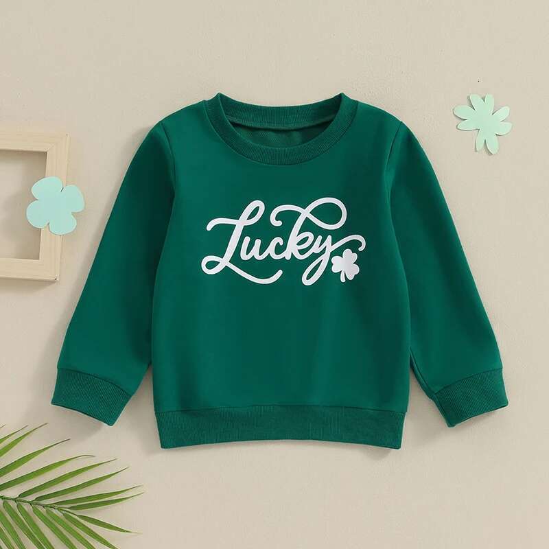 Ddmyshoesvip Children Day Hoodie Shamrock Print Green Pullover Sweatshirt Long Sleeve Top For Kids Toddler Boy Girl Cute