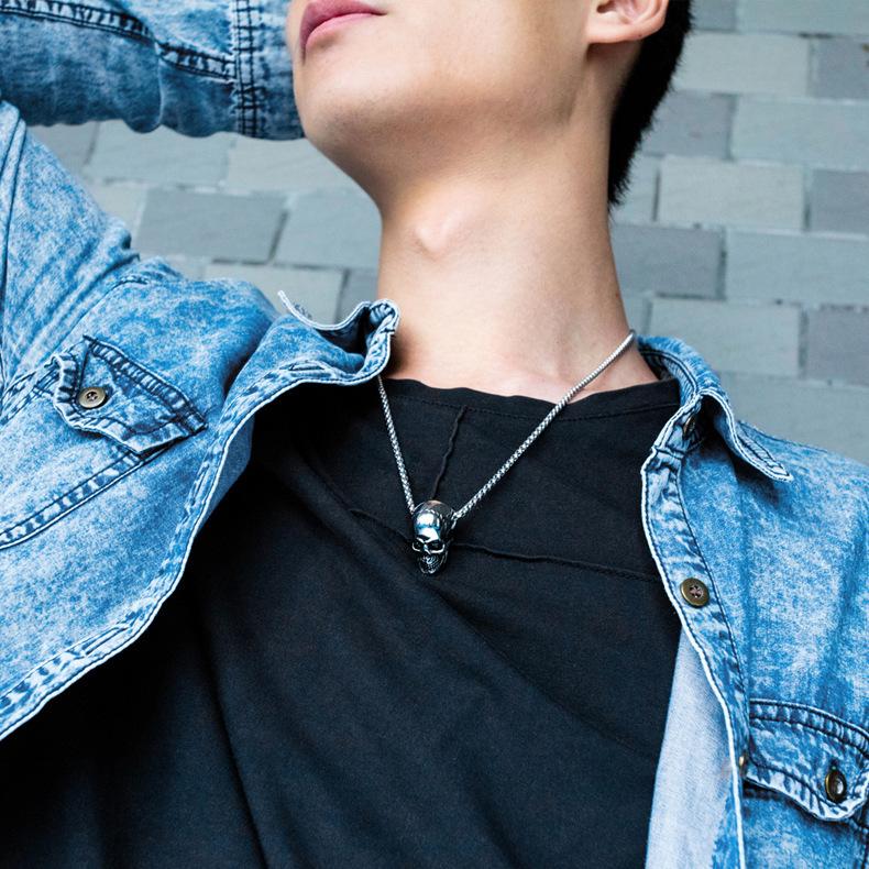 60cm Skull Necklace - Simple and Versatile Stainless Steel Pendant