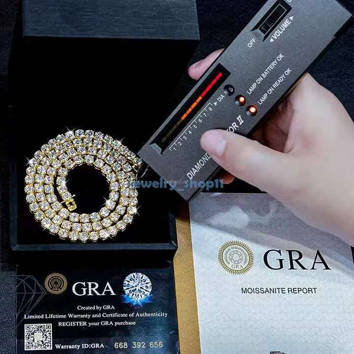 bracelet tennis Hip Hop necklace fashion Jewelry Pass Dia Tester 5mm vvs moissanite iced out cuban chain for men women