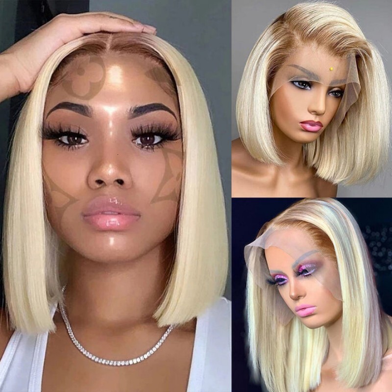 12A Human Hair Blonde 4/613 Bob 13*4 Frontal 200% Density
