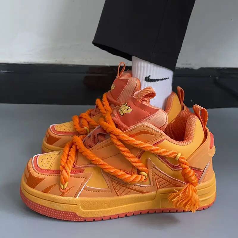 Designer Shoes With 41 42 Retro Fashion Running Women's Men's Sports Design Orange Black White Thick Soled Sports Shoes Women's Plus Si