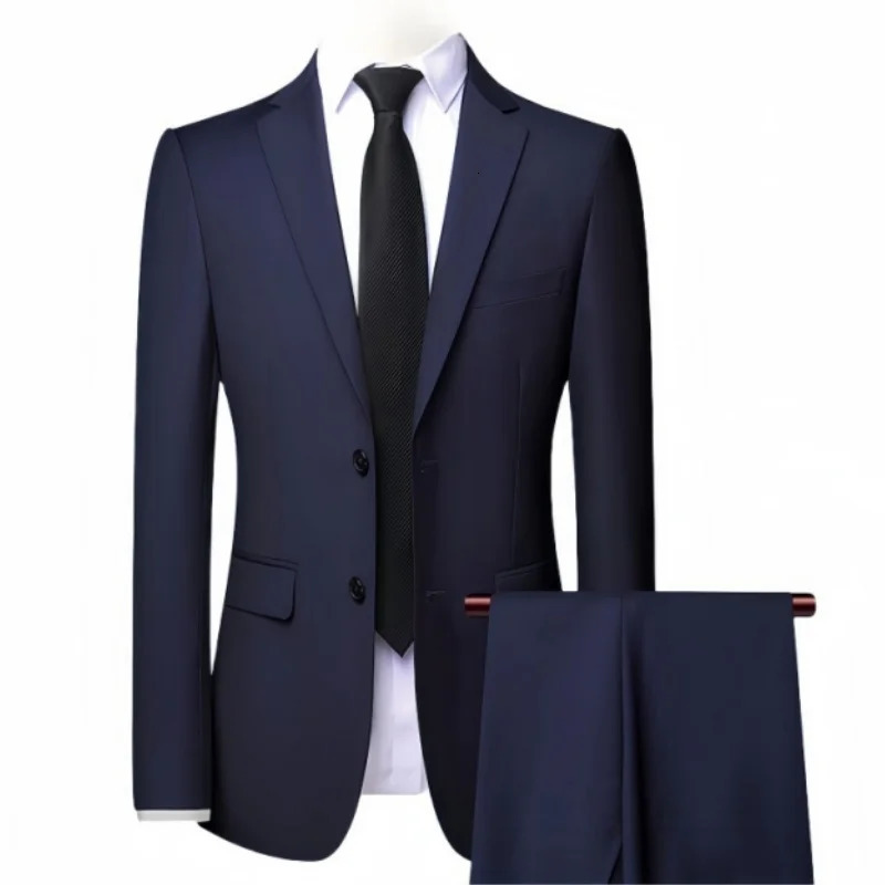 MensSlim Set 2piece JacketPants Breathable Groom Attic Free Tie Men Party Dance Ropa Hombre 250326