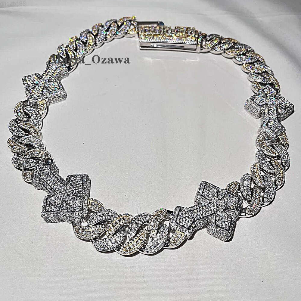 Miami Cuban Link Zuanfa Jewelry Hip Hop Iced Out Thick Solid 925 Silver Vvs Moissanite Cuban Chain