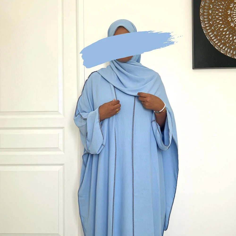 Three piece Abaya set no headscarf shoulder strap jazz crepe kimono sleeveless dress EID Ramadan Muslim womens Islamic clothing 250326